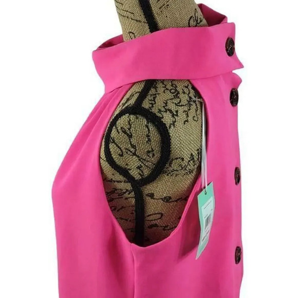 SAIL TO SABLE Womens High Neck Sheath Kneelength Dress Size Medium Pink New - Picture 4 of 12